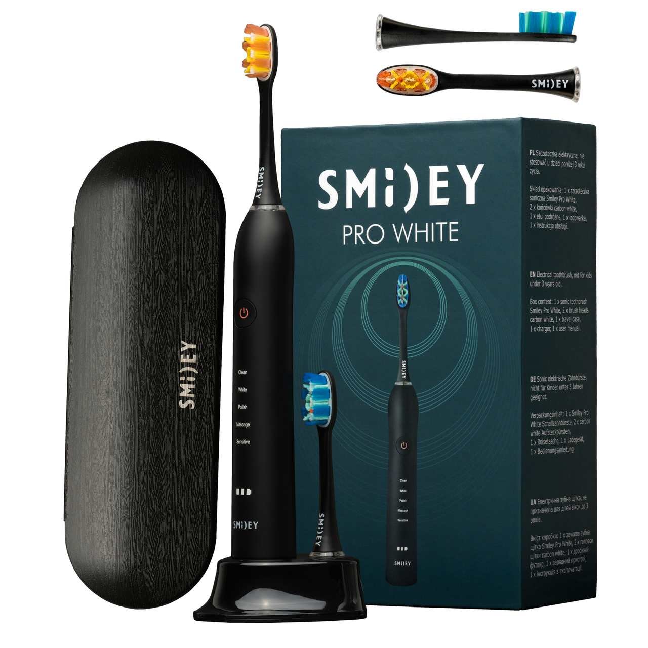 zestaw szczoteczka soniczna Smiley Pro White + 2 dodatkowe końcówki