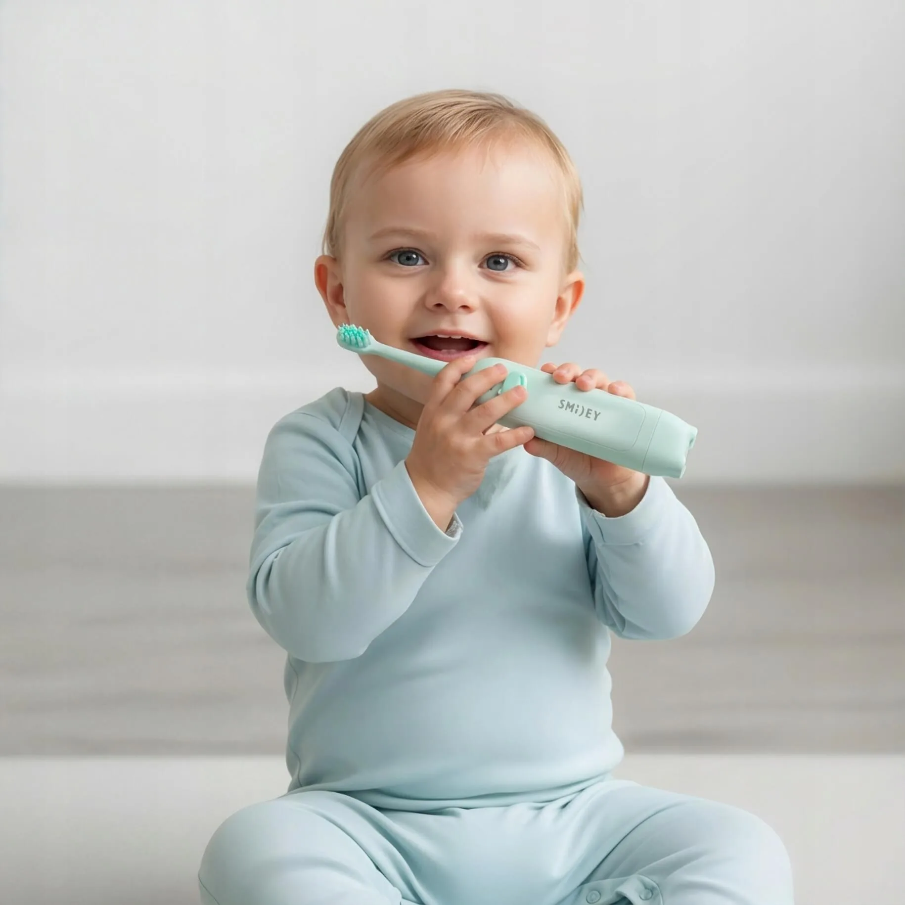 Szczoteczka Soniczna Smiley Baby Dla Niemowląt 0-3 Lat Zielona - obrazek 2